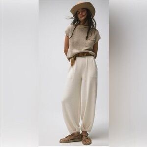 Free People Cream Relaxed Trousers